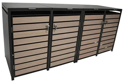 Produktbild von 4er Mülltonnenbox 264 x 116 x 80 cm Stahl Anthrazit