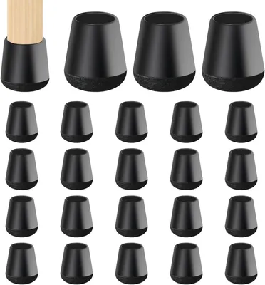 Produktbild von Stuhlbeinkappen, 24 Stück, Silikon mit schwarzem Filz, Schutz für runde und quadratische Stuhlbeine, Schutz vor Kratzern und Geräuschen - Schwarz