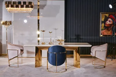 Produktbild von Esszimmer Stuhl Luxus stuhl Metall mit Textil Neu Stühle Stil Modern
