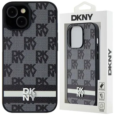 Produktbild von DKNY DKHCS24MPCPTSSK S24+ S926 schwarz hardcase Leather Checkered Mono Pattern & Printed Stripes Schutzhülle