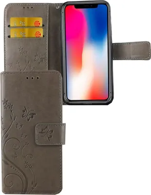 Produktbild von Schutz Hülle Blumen für Handy Apple iPhone X Grau