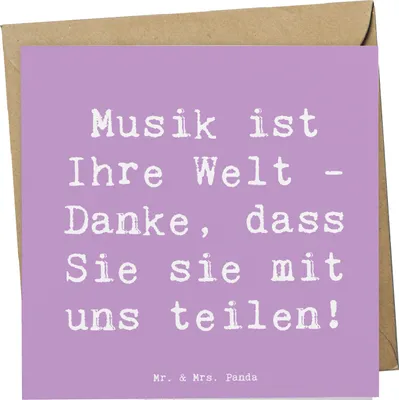 Produktbild von Mr. & Mrs. Panda Grußkarte Spruch Musiklehrer Danke - Lavendeltraum - Geschenk, Aufmerksamkeit, anlasskarte, Lehrer, Musik Magie, faltkarte, sagen, Bedanken, Freundschaft