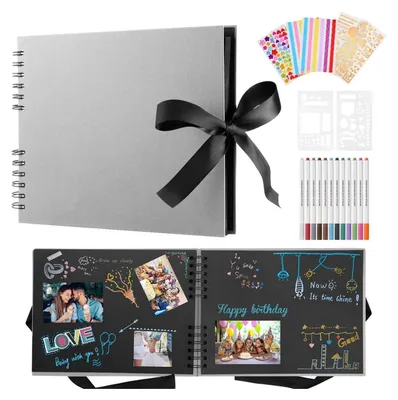 Produktbild von Fotoalbum Schwarz 80 Seiten Scrapbook DIY Zum Selbstgestalten