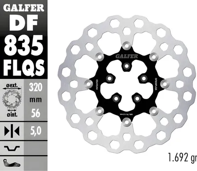 Produktbild von Bremsscheibe Galfer DF835FLQS CUBIQ® schwimmend vorne Racing Oversize 320x5mm (2 benötigt) für Harley Davidson CVO Street Glide FLHXSE XL CA CB Custom Bj. 2007 - 2024