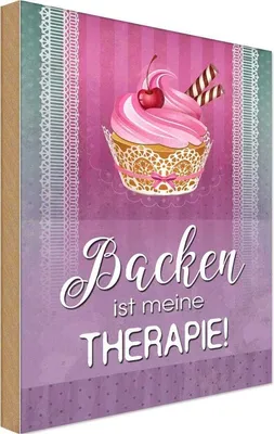 Produktbild von vianmo Holzschild 18x12 cm Backen ist meine Therapie