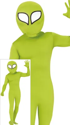 Immagine prodotto di Figura di avventura aliena con cappuccio e guanti per feste di Halloween, taglia: 48 - 50 (M) Colore: verde