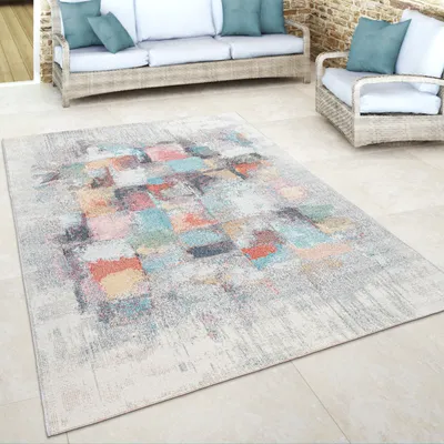 Immagine prodotto di Tappeto da esterno per balcone o terrazza Tappeto da cucina vintage Colori pastello Beige Rosso Blu Dimensioni 60x100 cm