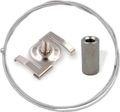 Produktbild von Abhängeset mit Rasterdecken Clip ohne Drahtseilhalter / Gripper, Ø 1,5 mm | vernickelt | Länge 3000 mm