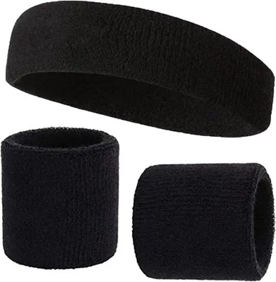 Image de Lot de protections sportives pour enfants : 1 bandeau, 2 protections sportives, bracelet en coton pour le football, le basketball, le tennis et autres sports