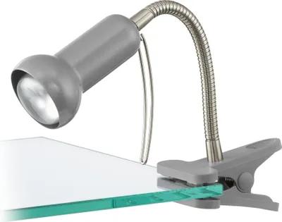 Produktbild von EGLO Klemmlampe Fabio, Klemmleuchte, Klemmspot aus Metall und Kunststoff in Silber, Lampe mit Klemme und Schalter, Leselampe E14