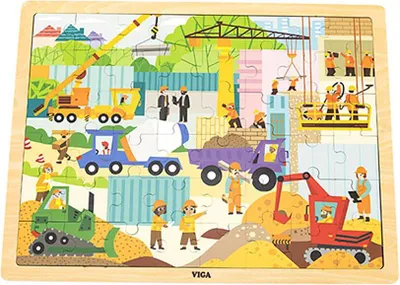 Zdjęcie produktu dla Drewniane puzzle 48 elementów - maszyny budowlane