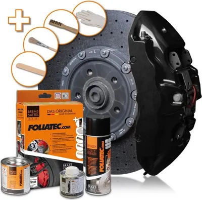 Produktbild von FOLIATEC Brake Caliper Lacquer Set, Schwarz, Emaillelackierung, Flüssigkeit
