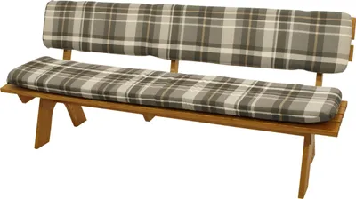 Produktbild von TPFGarden AUFLAGENSET Harlow - 2-teilig  - Polsterset für 4-stizer Bank 195cm, grau/beige kariert, Bezug: 65% Polyester, 35% Baumwolle, der Bezug ist waschbar. BxTxH: 195x40x7 cm
