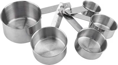 Produktbild von Famanu Messbecher-Set 5-teilig aus Edelstahl, rostfrei, für trockene und flüssige Zutaten
