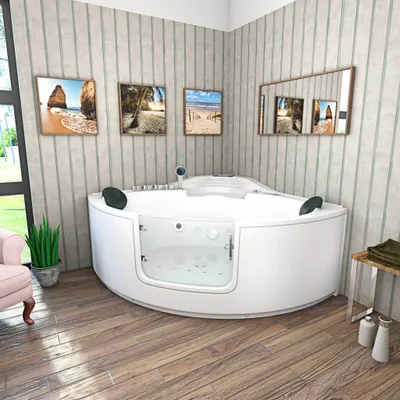 Produktbild von Whirlpool Pool Badewanne Eckwanne Wanne W60H-TH-SC 140x140cm mit Tür Walk-in-Pool