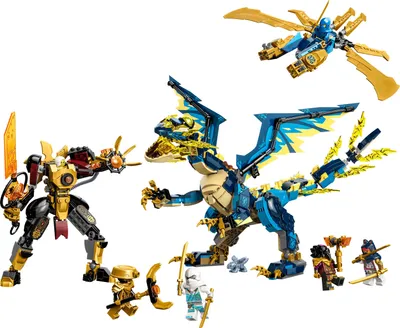 Produktbild von LEGO 71796 NINJAGO Kaiserliches Mech-Duell gegen den Elementardrachen, großes Set mit Drachen-Spielzeug, Action-Figur, Ninja-Flieger & 6 Minifiguren, Sammlerstück-Geschenk für Kinder, Jungen, Mädchen