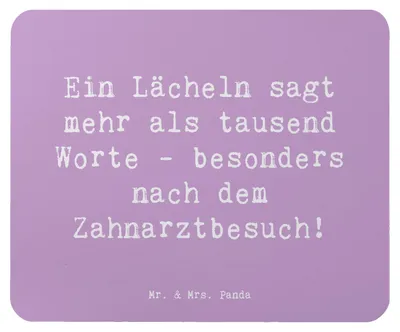 Produktbild von Mr. & Mrs. Panda Mouse Pad Spruch Zahnärztin Lächeln - Lavendeltraum - Geschenk, Beruf, personalisierte Geschenke, Mousepad, mousematte, für, Berufsalltag, Zahngesundheit