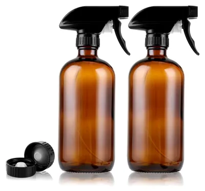 Produktbild von Sprühflasche aus Glas, 500 ml, bernsteinfarben, wiederverwendbar, 2 Stück