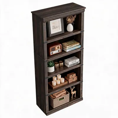 Produktbild von Bücherregal 5-stöckig Landhausstil Dunkleiche 62 x 32 x 171,2 cm