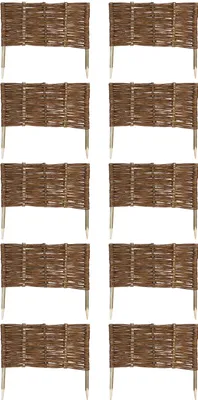 Produktbild von 10 x Beeteinfassung aus Weide 16 Größen ( Länge: 60 cm Höhe: 30 cm ) Weidenzaun Rasenkante Beetbegrenzung Steckzaun imprägniert mit Buchepflöcken für leichtes Einsetzen Palisade