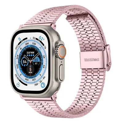 Produktbild von Strap-It Apple Watch Ultra Edelstahlarmband (Rosa)