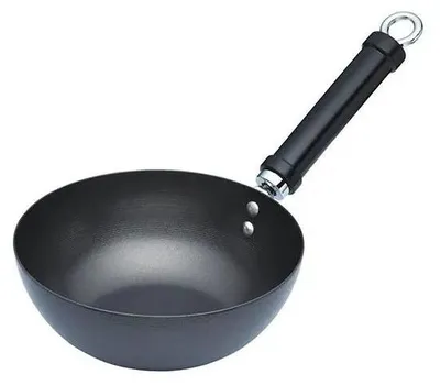 Productafbeelding van KitchenCraft: World of Flavours - Kleine wok, geschikt voor inductiekookplaten, gemaakt van koolstofstaal, met antiaanbaklaag, 20 cm