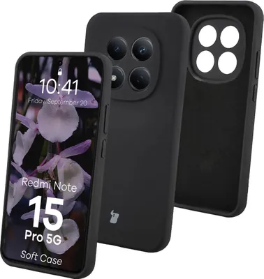 Produktbild von Silikon Handyhülle für Xiaomi Redmi Note 15 Pro 5G, Bizon Soft Case, Schwarz