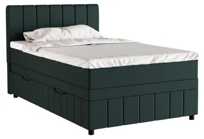 Produktbild von Boxspringbett Einzelbett 120x200, Dunkelgrün, AVALON, mit Bettkästen, mit Matratze, mit Topper, Panda Möbel