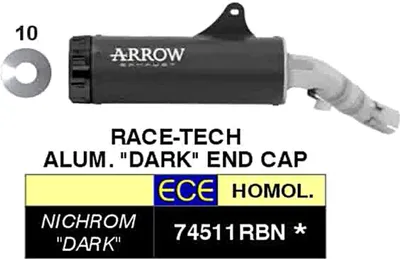 Zdjęcie produktu dla Układ wydechowy ARROW REBEL DARK Slip-On z czarną aluminiową zaślepką do Hondy CMX 1100 Rebel z roku produkcji