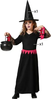 Image de Costume de sorcière Atosa pour filles Noir 5-6 ans Noir 5-6 ans