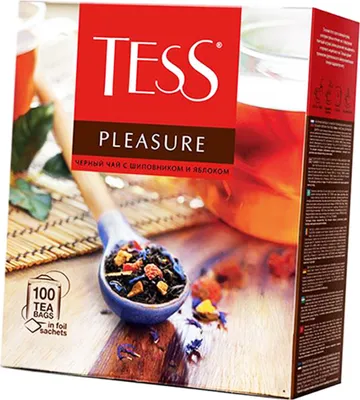 Produktbild von Tess Schwarztee Pleasure exotische Früchte 100 Teebeutel