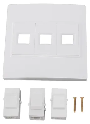 Immagine prodotto di Pannello a parete Ethernet Cat 6 con 3 porte, connettore femmina per cavi Internet, compatibile con cavi CAT5, CAT5E, CAT6 e CAT6A