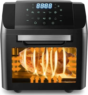 Zdjęcie produktu dla Frytkownica bezolejowa o pojemności 12 litrów, moc 1500 W, frytkownica konwekcyjna, piekarnik konwekcyjny z 10 programami, suszarka do żywności, z wyświetlaczem LED (duży wyświetlacz)