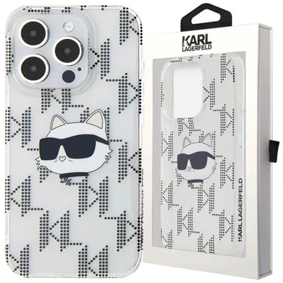 Produktbild von Karl Lagerfeld Iml Choupette Kopf & Monogramm Etui Für Iphone 15 Pro - Transparent