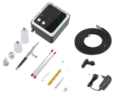 Imagen del producto de Kit de aerógrafo, control de doble acción, boquillas intercambiables, color