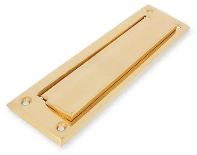 Imagen del producto de Amig - Boquilla para buzón Golden Mod. 1 - Cubierta para paredes o puertas - Recipiente para cartas con tapa de latón - 254 x 78 mm - Tamaño de la abertura: 198 x 48 mm - Color dorado pulido - Boquilla para cartas