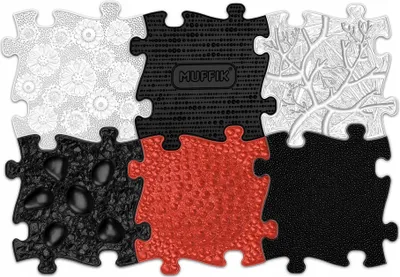 Obrázek produktu pro PROMO ortopedická senzorická podlahová podložka 6 prvků Baby Set SOFT černobílá MFK-023-3