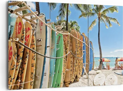 Produktbild von Bild auf Leinwand - Leinwandbild - 3 Teile - Board Surfen Strand - 165x110cm - Wand Bild - Wanddeko - Wandbilder - Leinwanddruck - Bilder - Wanddekoration - Leinwand bilder - Wandbild - CE165x110-4165
