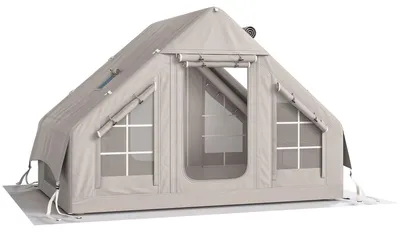 Produktbild von Aufblasbares Zelt 5-8 Personen Schneller Aufbau 5000 mm Wasserdicht & Winddicht mit Luftpumpe Kaminöffnung Dachfenster