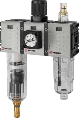 Produktbild von Riegler Wartungseinheit 3-tlg. »FUTURA-mini« PC-Beh., Kompaktmano, G1/4, 0,5-10, VA-NC