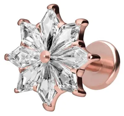 Produktbild von Ohrpiercing, Nasenpiercing Titan Labret mit Innengewinde KRISTALLSTERN RoséGold Stablänge: 6mm | Stabstärke: 1,2mm