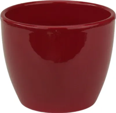 Produktbild von Leni Sylt Blumentopf Übertopf Keramik rund glänzend Weinrot 11 cm Durchmesser Pflanztopf für Zimmerpflanzen