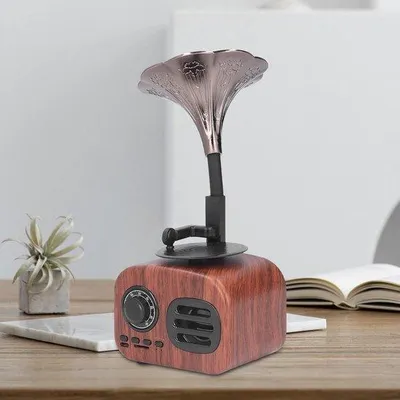Obrázek produktu pro Retro přenosný Bluetooth reproduktor 5 W s USB nabíjením pro domácí párty a kancelář