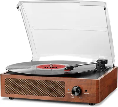 Obrázok produktu pre Vinylový gramofón s Bluetooth a reproduktormi, 3 rýchlosti, retro dizajn, oranžový