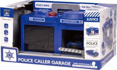 Produktbild von Spielset Polizei-Garage für Kinder – Rollenspielzeug mit Polizeistation und Fahrzeugstellplatz