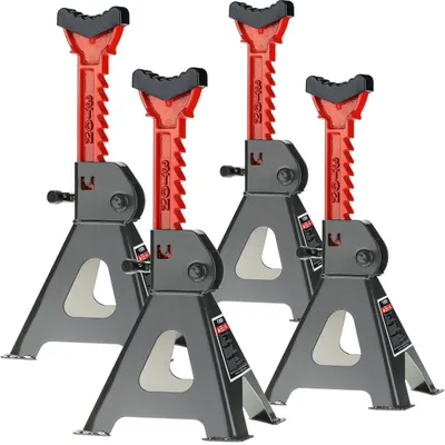 Immagine prodotto di 4 cavalletti di supporto da 3 tonnellate con rivestimento in gomma, capacità 3000 kg, per auto, SUV, officina