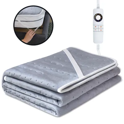 Imagen del producto de Manta eléctrica STAUS&BACH de 160x140 cm - Manta térmica con 6 niveles de calor y temporizador - Manta lavable - Azul/Gris - CozySnug