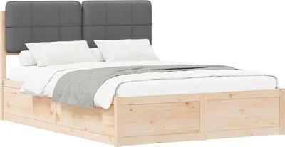 Zdjęcie produktu dla Ramka łóżka z tapicerowanym wezgłowiem Ciemnoszary 160 x 200 cm