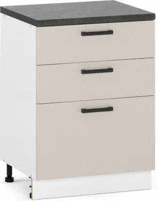 Zdjęcie produktu dla ULWEHOME Szafka kuchenna dolna stojąca 60 cm 3 szuflady Kaszmir | Meble kuchenne system EKO