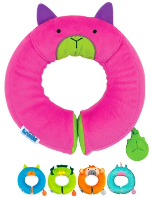 Imagen del producto de Almohada de viaje para niños y soporte para el cuello, pequeña, de 20 cm, color rosa, ideal para viajes